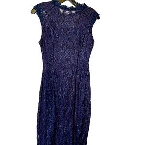Stanzino Women's 2609 Royal BLUE Sleeveless Lace Dress, Medium ,